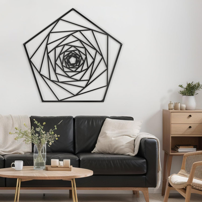 Décoration murale en métal, H 30 po x l 30 po x P 0,05 po, Noir