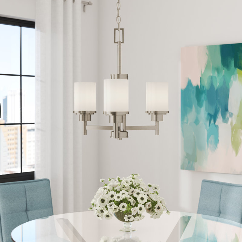 Lustre classique à 3 lumières Bristol, Nickel brillant satiné