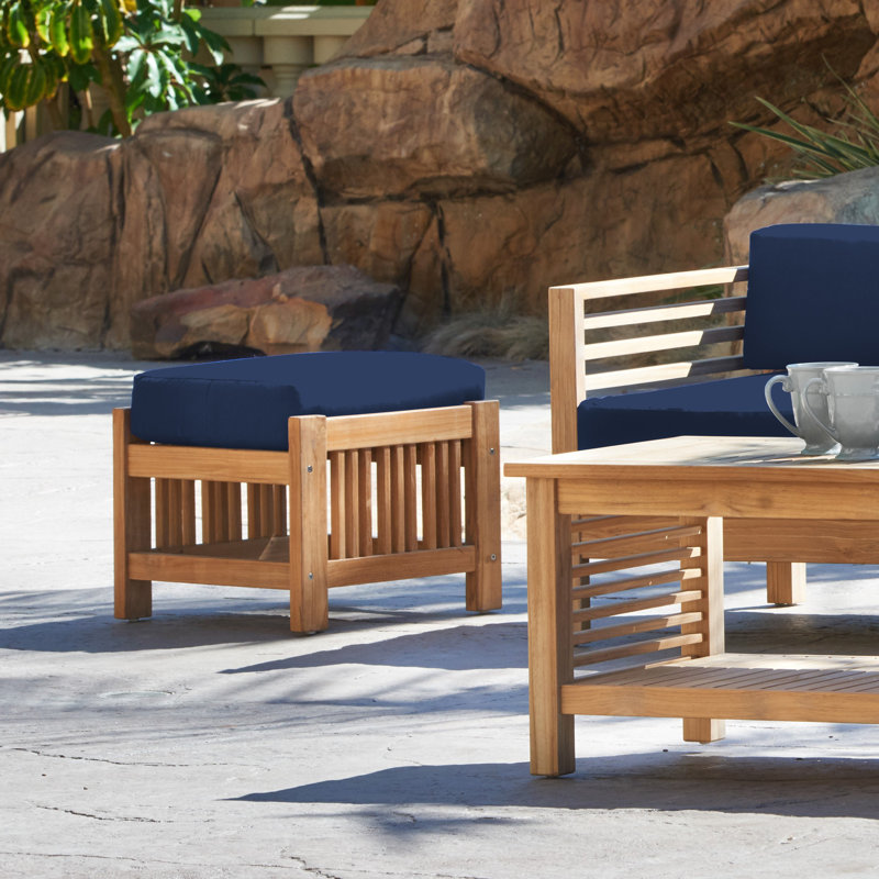 Repose-pieds d'extérieur Crider, Toile bleu marine Sunbrella®
