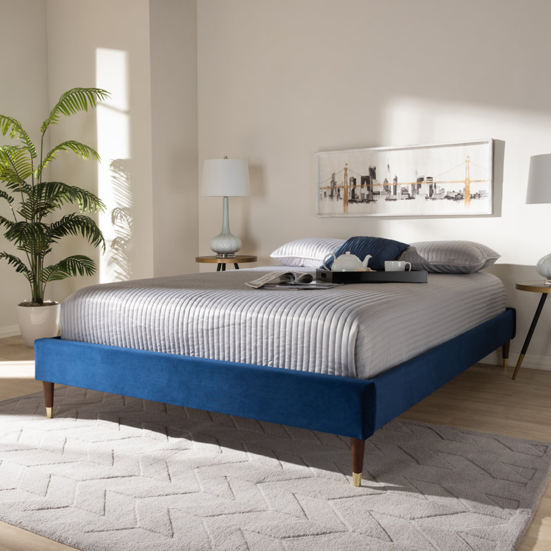 Laquentin Upholstered Platform Bed, King, Blue