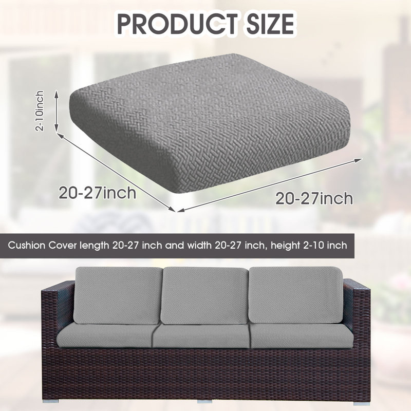 Fabric Box Cushion Slipcover, Light Gray Fabric
