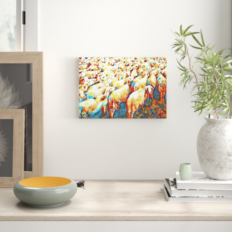 Flock of Sheep (2) Art - Wrapped Canvas, 35cm H x 50cm W