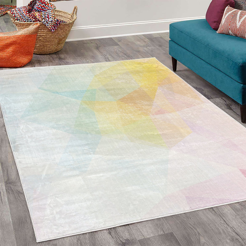 Dafayon Abstract High Density Long Fiber Poly Threads Decorative Area Rug Carpet, Rectangle 5'1" x 7'5"