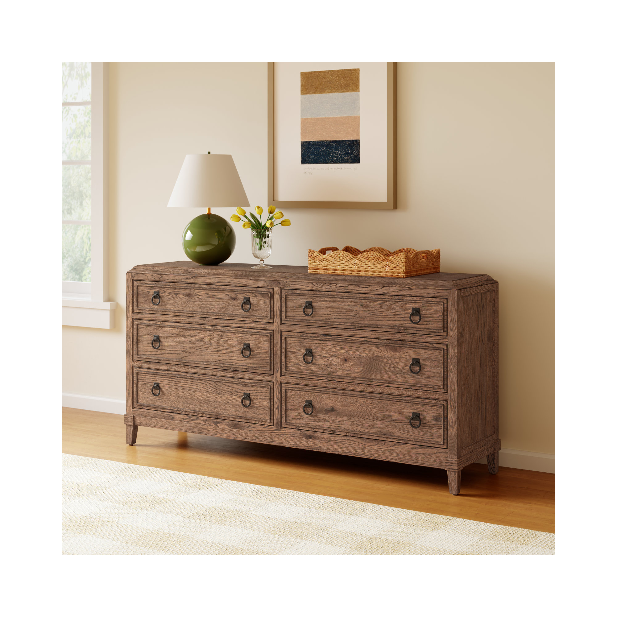 Hayes 6 Drawer Dresser, Brown