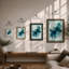 Teal Depths Abstract - Framed Print-51840162-51840349