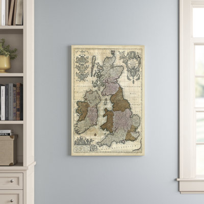 Map of England, Scotland & Ireland - Wrapped Canvas Graphic Art