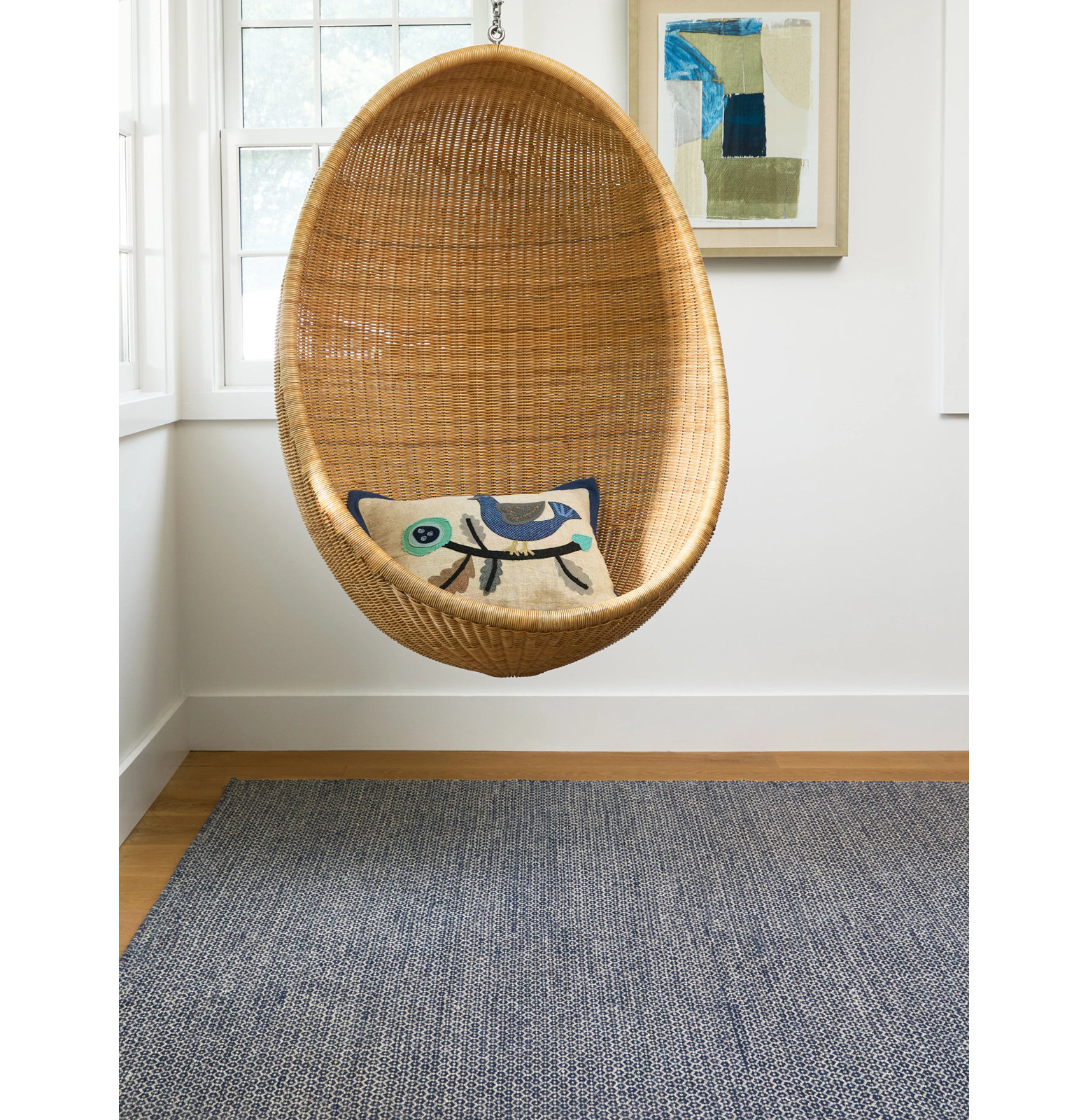 Honeycomb Handmade Rug, Indigo/Gray, Rectangle 2' x 3'