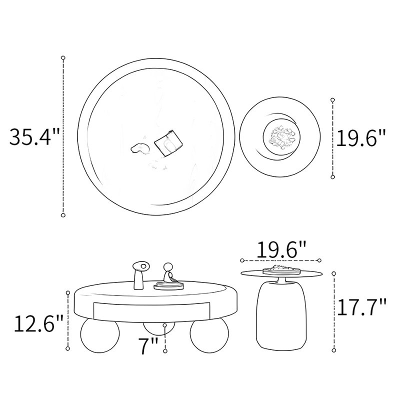 Table à thé ronde de style moyen-antique