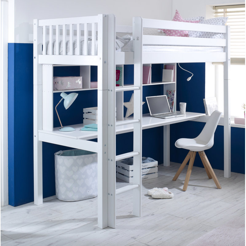 Solorzano European Single (90 x 200cm) Mate's & Captain's High Sleeper Loft Bed Bed with Built-in-Desk