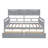 Full Size Daybed, Wood Slat Support, With Bedside Shelf And Two Drawers, Gray-345409530-345409532