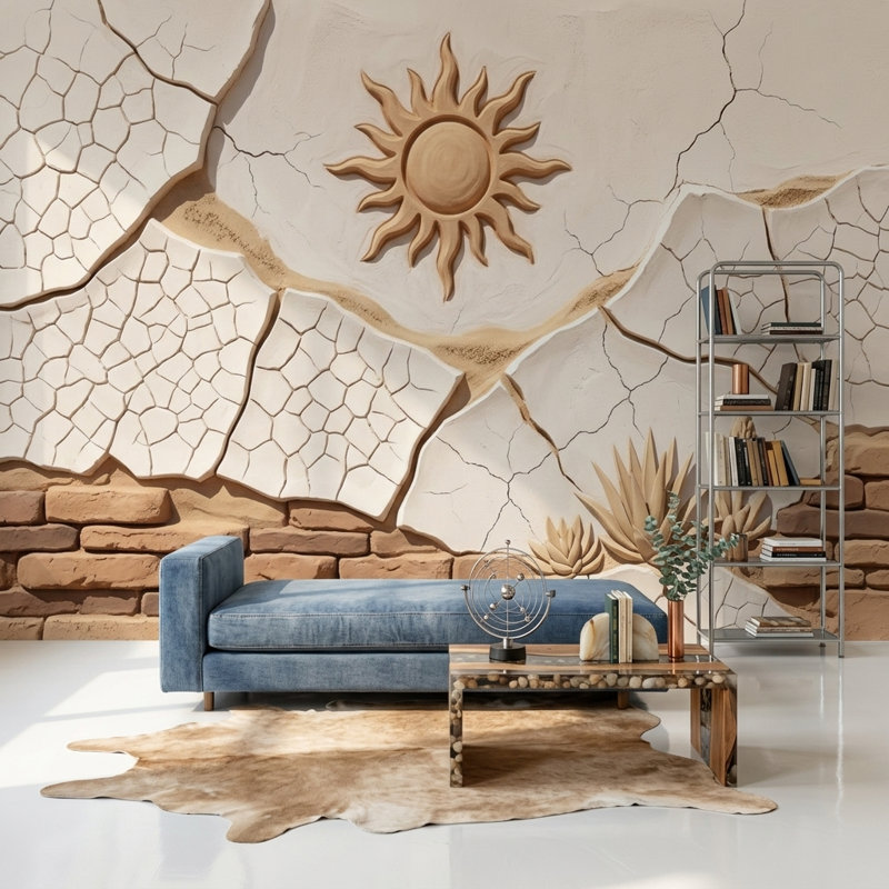 Murale de stuc en relief, Non-Woven Nonpasted, 140"x108"