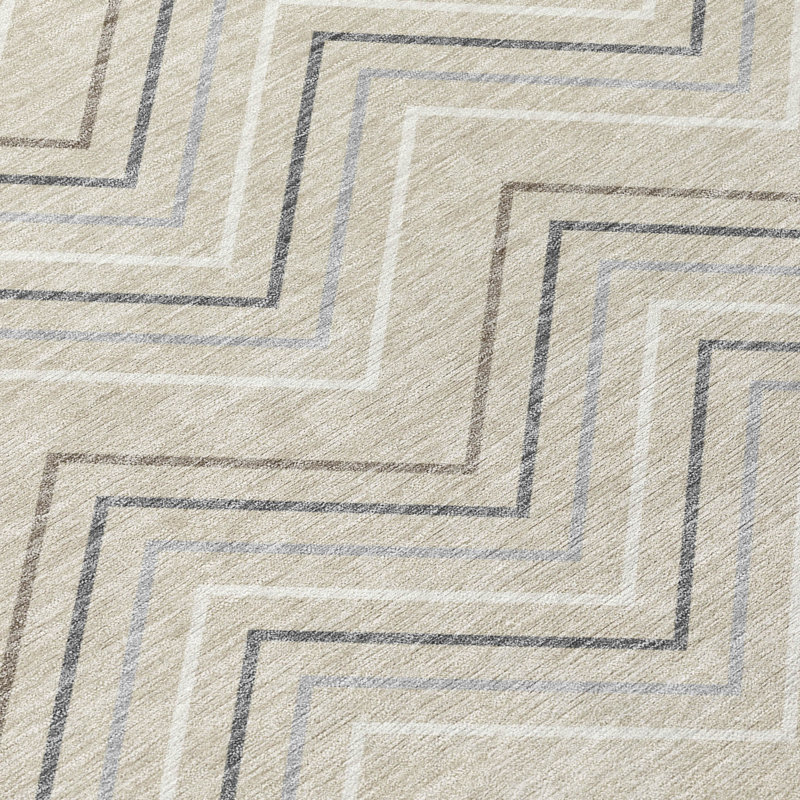 Machine Washable Indoor/Outdoor Jozwiak ACN2391 Geometric Rug, Rectangle 1'8" x 2'6"