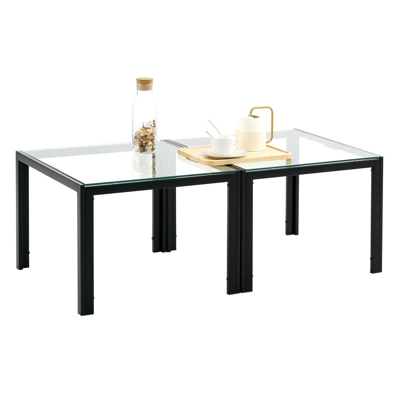 Ensemble de 2 tables basses pour le salon, Transparent