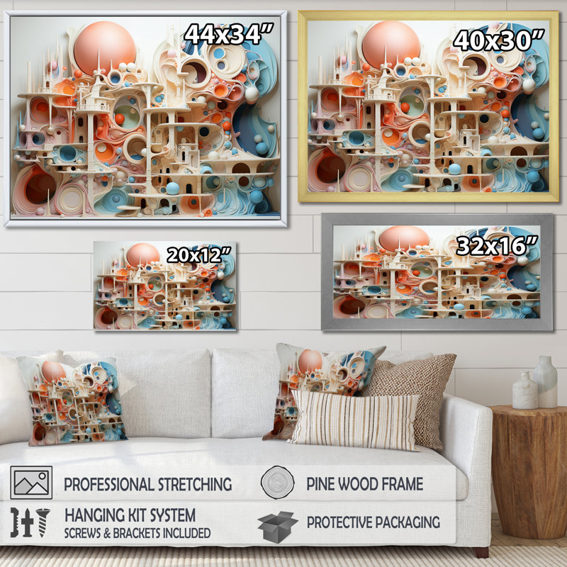 " Pastel Dreamy Diorama ", Black Floater Framed, 30" H x 40" W x 1.5" D