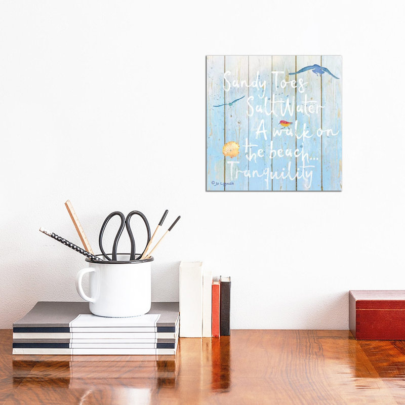 Beach Sign Sandy Toes by Jo Lynch - Wrapped Canvas Gallery-Wrapped Canvas Giclée, 30.48cm H x 30.48cm W
