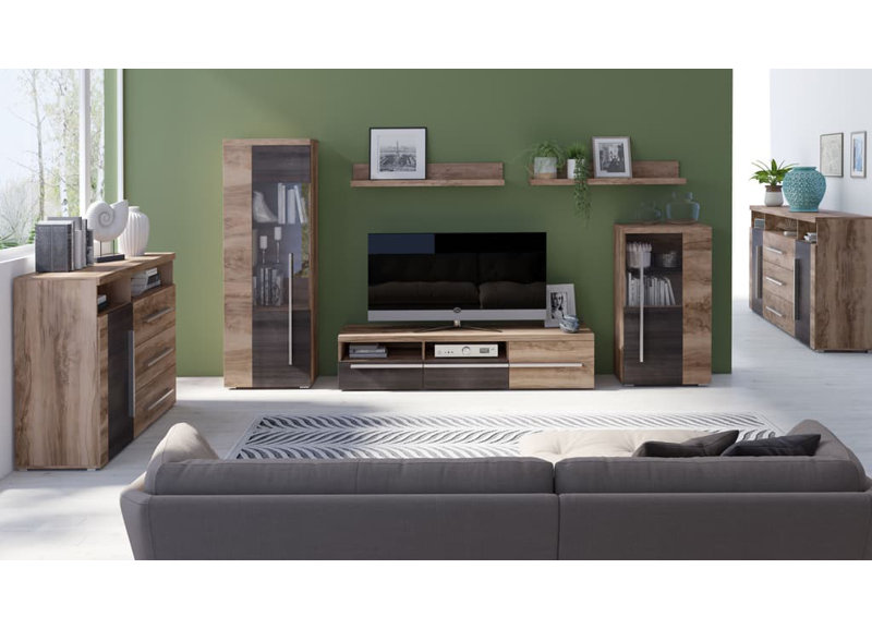 Roger Unfinished TV Stand for TVs up to 60", Oak Satin