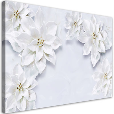 Snow-Covered Plant Flowers - Wrapped Canvas Art Print