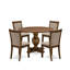 Ensemble de table de salle à manger 5 pièces moderne comprenant une table ronde en bois avec piédestal et 4 chaises Parson rembourrées en tissu brun clair clair, noyer antique-771177010-771177011-771207145