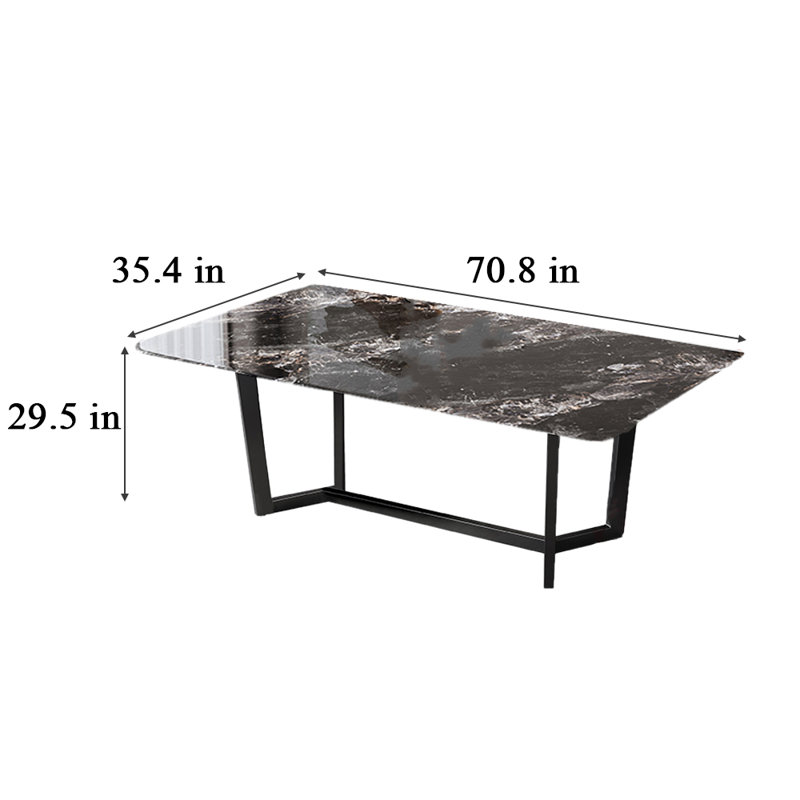 Marquila Stone Top Dining Table, Black, 29.5"H x 70.8"L x 35.4"W