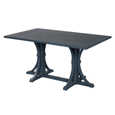 Table de salle à manger 60 "en bois massif, table de salle à manger rectangulaire pour 4 à 6 personnes