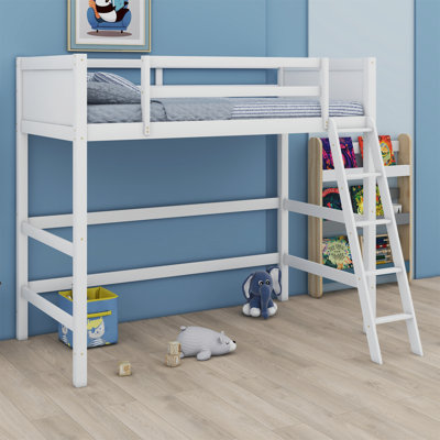 Kaman Solid Wood Twin Size Loft Bed With Ladder