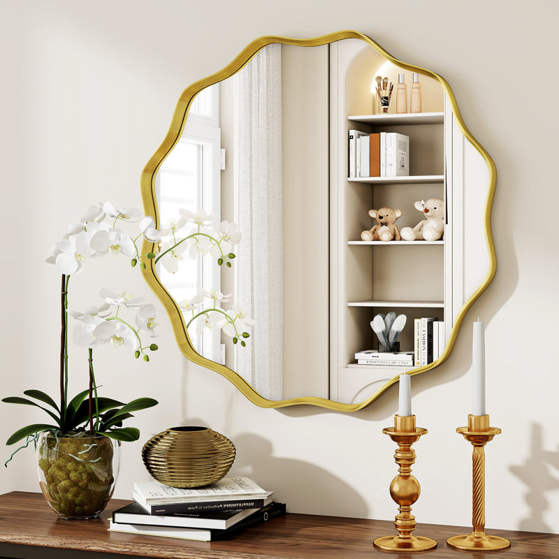 Miroir décoratif mural rond, Doré, 24 po x 24 po