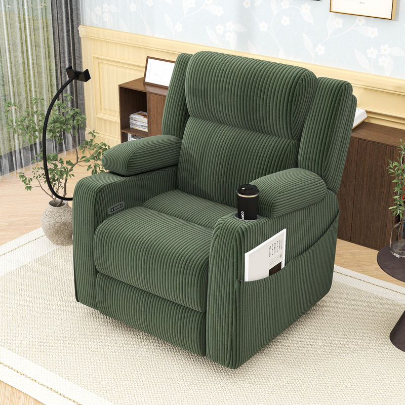Fauteuil inclinable électrique Corduroy, Vert