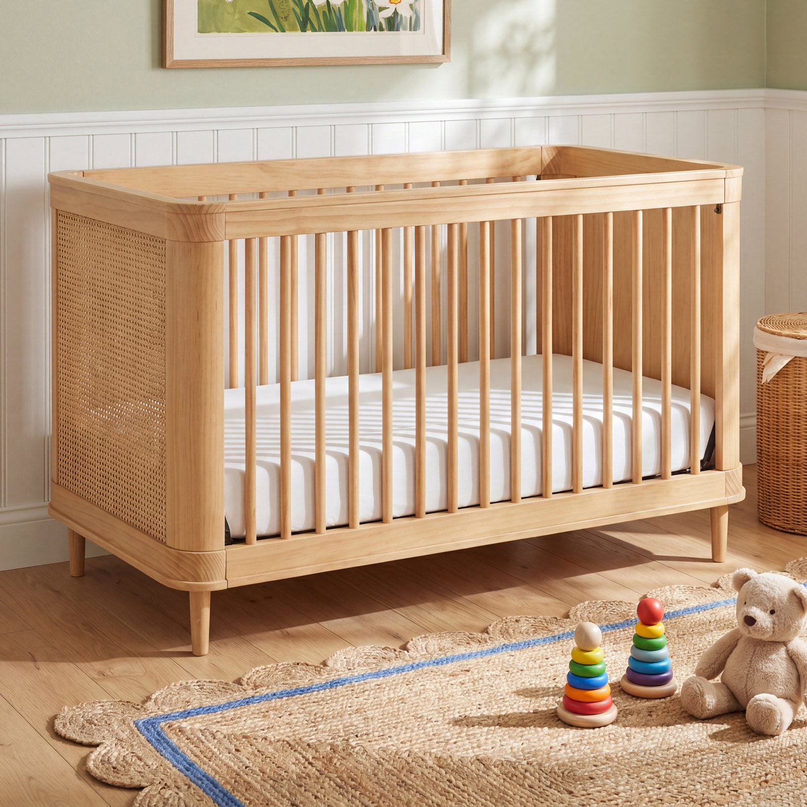 Marin 3-in-1 Convertible Crib, Honey/Honey Cane