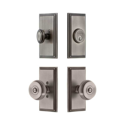 Ensemble de petites plaques d'entrée Grandeur Carre avec bouton en étain antique