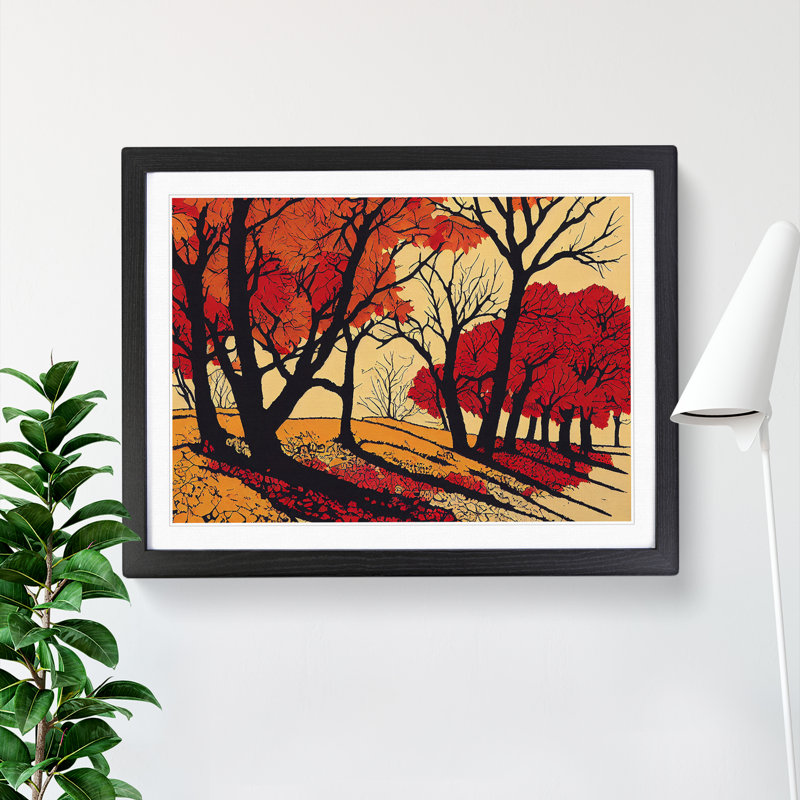 Cute Autumn Forest - Framed Print, Black, 46cm H x 64cm W x 2cm D