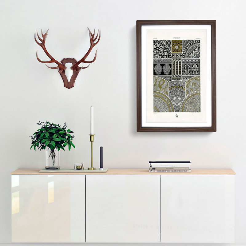 Indian Pattern by Albert Racinet - Framed Print, 50cm H x 35cm W x 2cm D, Walnut