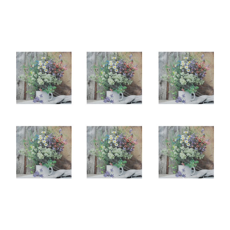 Paquet de 20 serviettes florales à 3 plis - Ensemble de 6