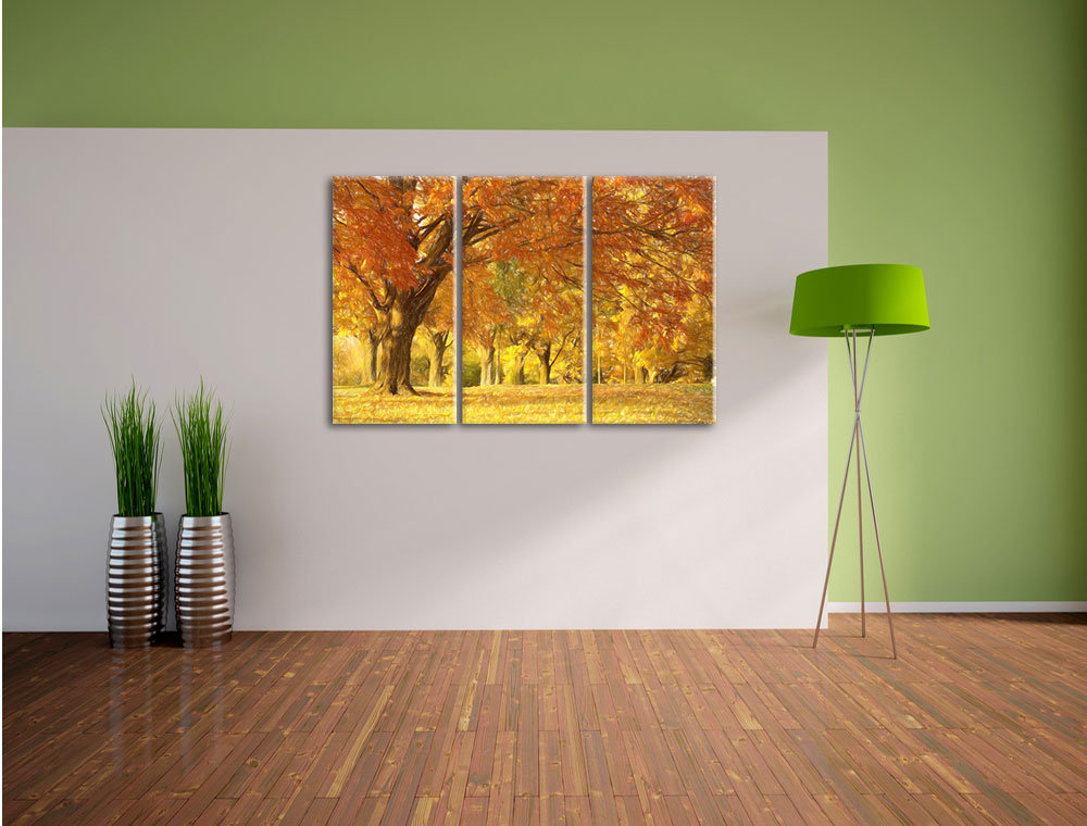 3-tlg. Leinwandbilder-Set „Schöne Herbstlandschaft“, Grafikdruck