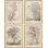 Croquis de paysage rétro, arbre antique encadré sur papier, impression de 4 pièces