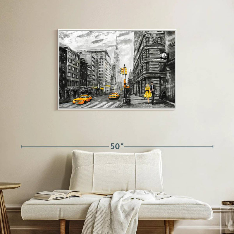 NYC, Cadre flottant blanc, 37 po x 25 po
