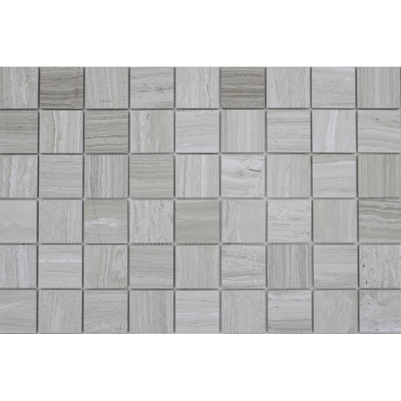 2" x 2" Marble Mosaic Wall & Floor Tile, Wooden White