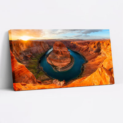 «Horseshoe Bend Sunset Landscape», ensemble de 1 reproduction d'art sur toile tendue