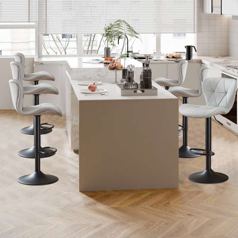 Swivel Adjustable Height Modern Bar& Counter Stool, Gray