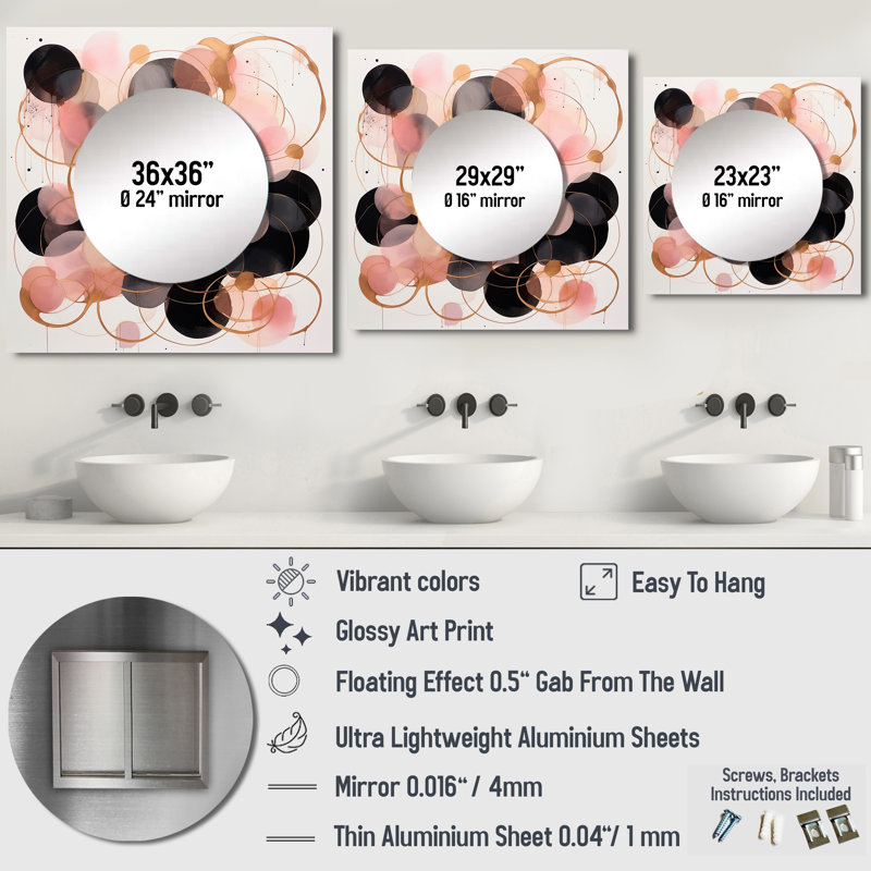 Franzetta - Miroir géométrique mural décoratif pour chambre à coucher, 23 po x 23 po