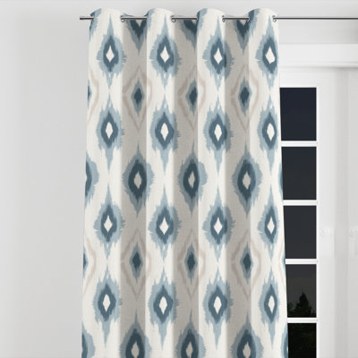 Rideaux modernes pour chambre à coucher - Rideau à œillets gris Calm Diamond Ikat - 1 panneau