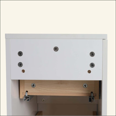 Armoire de salle de bain latérale, 2 tiroirs à fermeture en douceur, fixation à flotteur