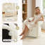 Ensemble de 2 fauteuils d'appoint pivotants à 360 ° en tissu chenille, fauteuil de loisir rembourré avec dossier ouvert incurvé-472908798