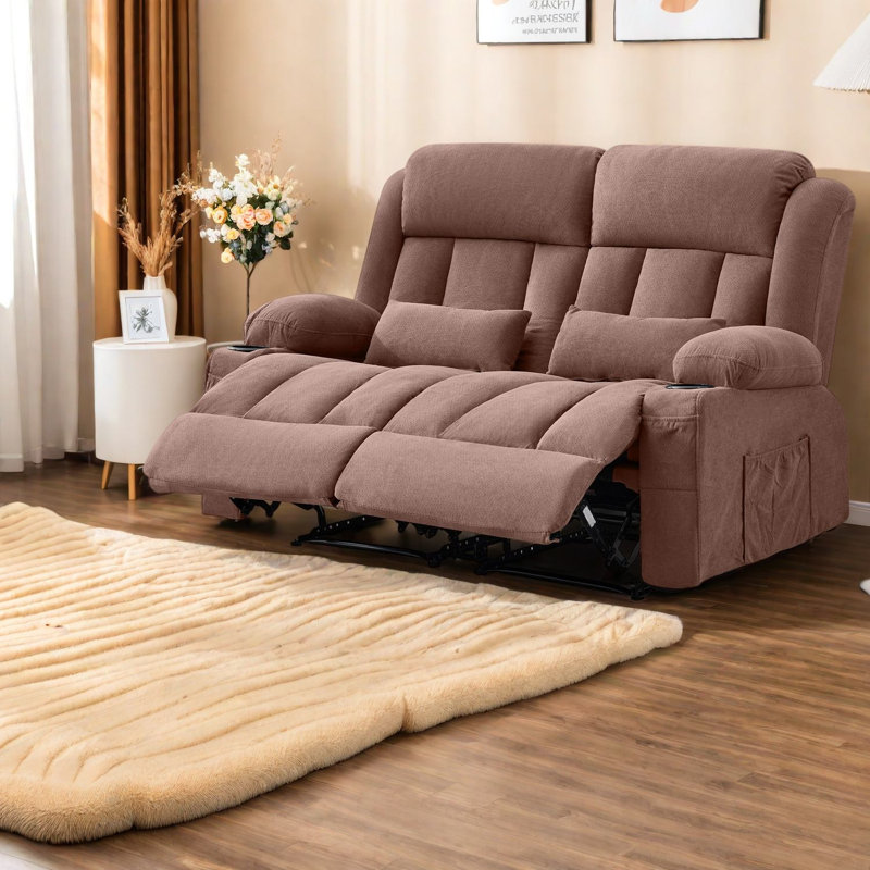 Canapés inclinables manuels avec rangement, structure en métal, brun moderne pour cinéma maison, Brun