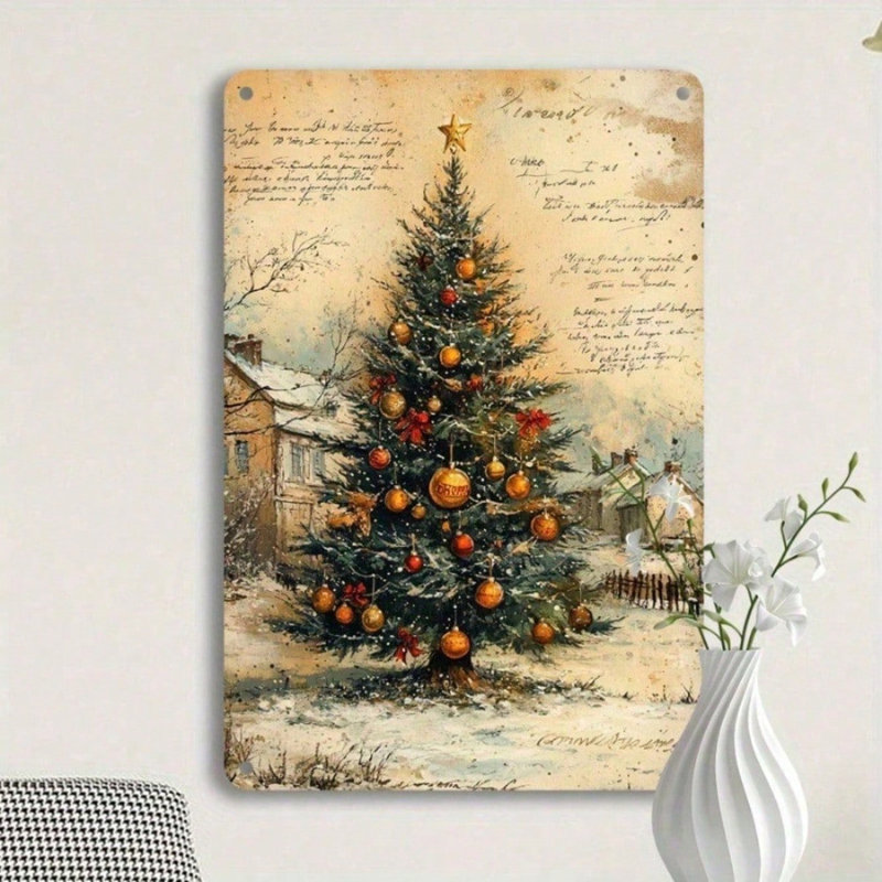 Plaque de Noël rétro en métal