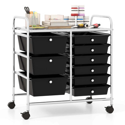 12 Drawers Rolling Cart Storage Scrapbook Paper Studio Organizer Bins