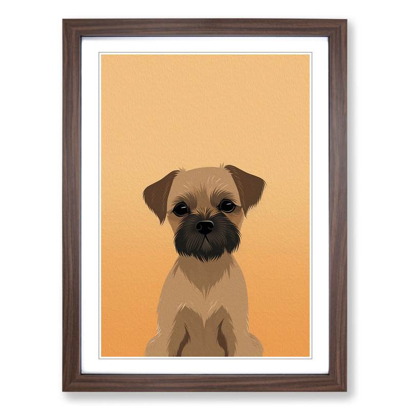 Border Terrier Minimalism - Framed Print, 46cm H x 34cm W x 2cm D, Walnut Framed