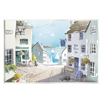 Art mural sur toile flottant, "Coastal Town Seaport", par Roy Thompson