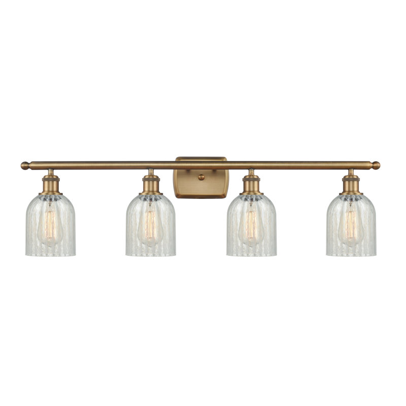 Éclairage de salle de bain à intensité variable 4 lumières Vella, Ampoule DEL 6 watts Vinage, Mouchette, Laiton brossé