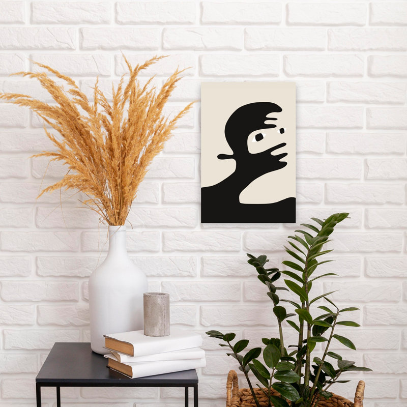 Abstract Minimalist Face Abstract Contemporary Wall Art Print by Little Dean - Wrapped Canvas Print, 45.72cm H x 30.48cm W