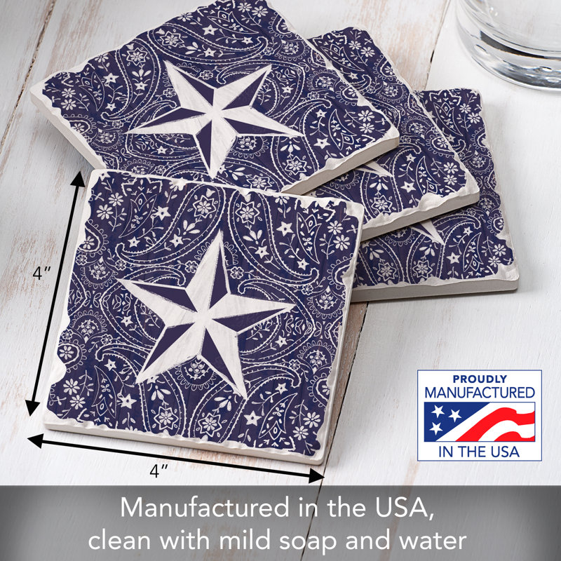 Lark Manor™ Bandana 4-Pack Tumbled Tile Coaster Set